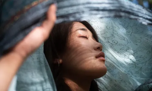 Woman demonstrating sensory awareness and imagination