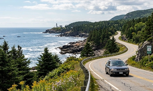 Coastal highway in Maine with unobstructed ocean views and no billboard advertising