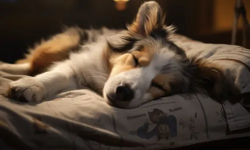 Sleeping dog showing signs of dreaming during REM sleep