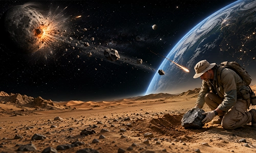 A lunar meteorite found on Earth, representing legally sold moon rocks.