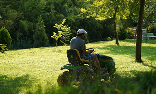 Lawn Mowing After Dark