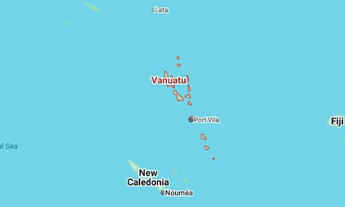 Vanuatu located in the South Pacific