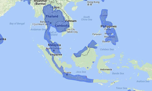 map showing the regions where komodo dragons live