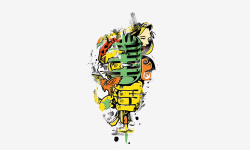 Modern graffiti of a mic