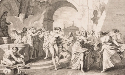 A 19th-century painting depicting the Lupercalia festival in ancient Rome.