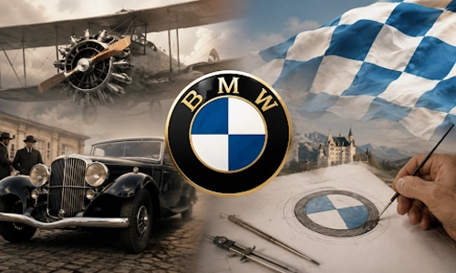 Close-up of the BMW roundel logo representing Bavaria’s blue and white colors