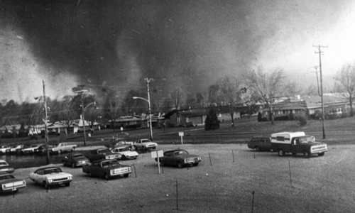 Storm damage in Xenia, Ohio after the 1974 tornado